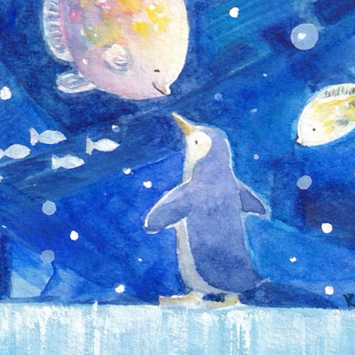水族館散歩【ペンギン】 絵画 kuro 通販 18159584｜Creema(クリーマ)