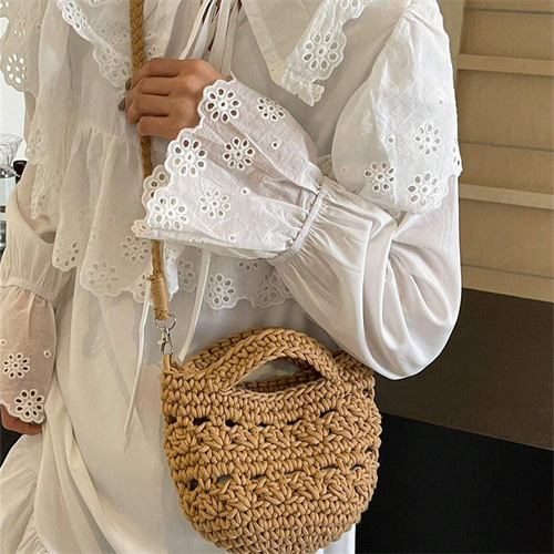 2024年新作ファッショナブルなコットンロープ編みクロスボディバッグ