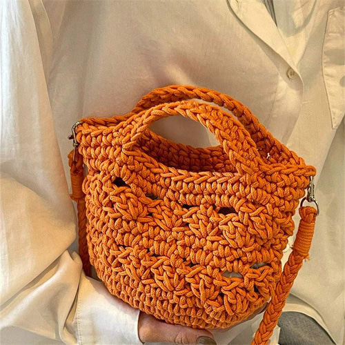 2024年新作ファッショナブルなコットンロープ編みクロスボディバッグ