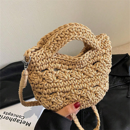 2024年新作ファッショナブルなコットンロープ編みクロスボディバッグ