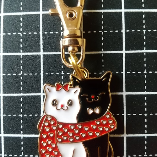 No6-3☆白猫&黒猫にゃんずネコチャーム♪☆キーホルダータイプ