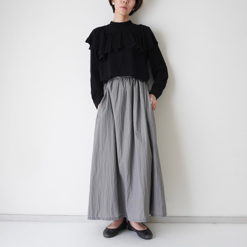 リバーシブルスカート/2way バルーン・マキシ丈 cotton・nylon