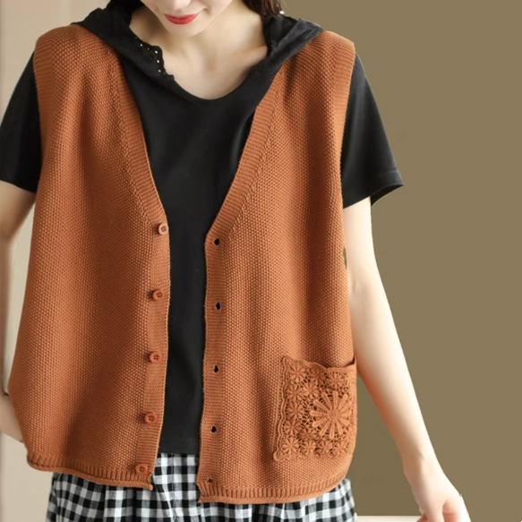 秋の新作、ニットベスト、レディース、 ゆったり、春、冬