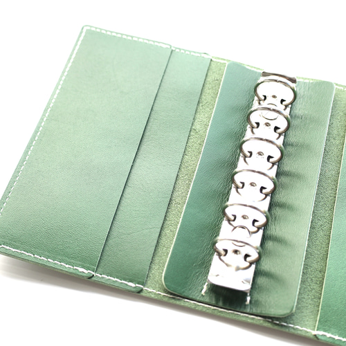 ✻ ミニ6 ✻ 牛革 フラップ式 ミニ6穴システム手帳 ✻ 森林グリーン