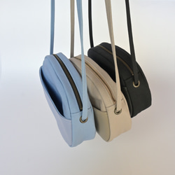 三河木綿 刺し子織&帆布　山なりショルダーバッグ♪ブラック 14枚目の画像