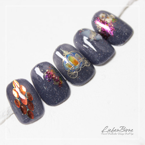 ハロウィンとカボチャの馬車＊Li ネイルチップ（つけ爪） LiebenBirne