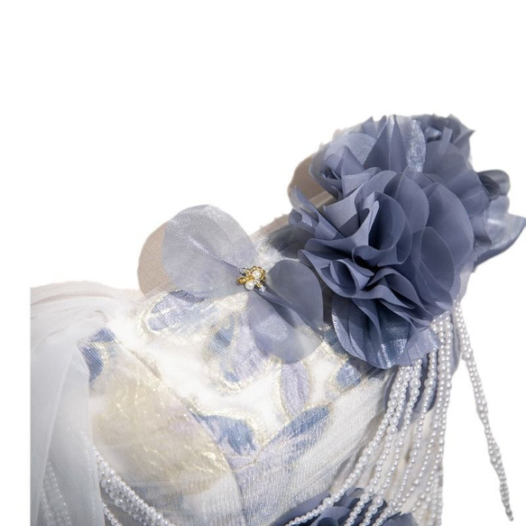 フランススタイルドレス　成人式　結婚式　パーティドレス　ロングドレス　カラードレス 平置きサイズ ウエスト