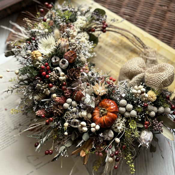 秋限定2024】収穫祭＊秋色のリース ドライフラワー/プリザーブド
