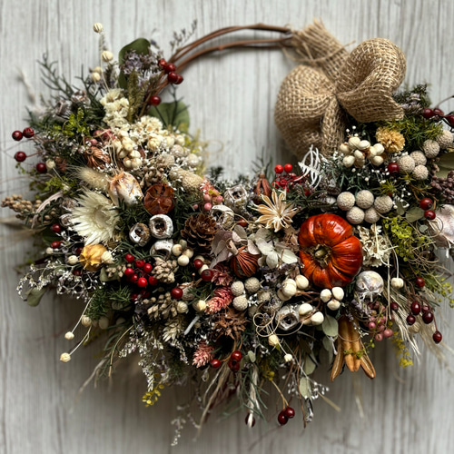 秋限定2024】収穫祭＊秋色のリース ドライフラワー/プリザーブド