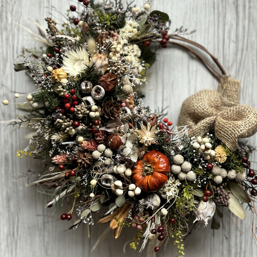 秋限定2024】収穫祭＊秋色のリース ドライフラワー/プリザーブド