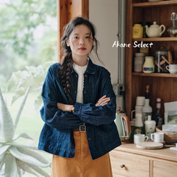 デニムジャケット☆コットンリネン】ボタン留め│シンプル│カジュアル