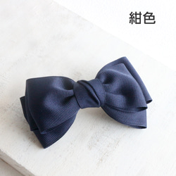 【選べる2色】トリプル リボンバレッタ (黒/紺) お受験 卒業式 入学式 シンプル 3枚目の画像