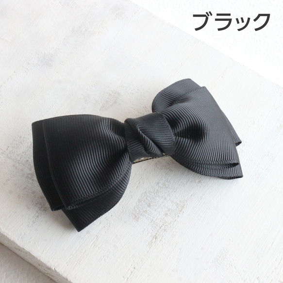 【選べる2色】トリプル リボンバレッタ (黒/紺) お受験 卒業式 入学式 シンプル 2枚目の画像