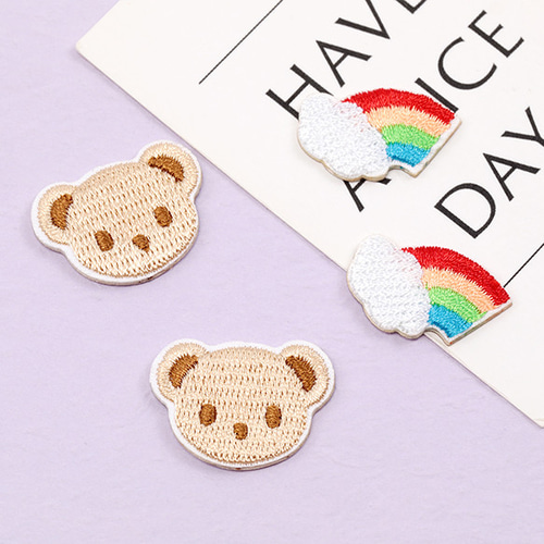 C521-A 12個 刺繍ワッペン 虹 アップリケ 刺繍パッチ アイロン接着