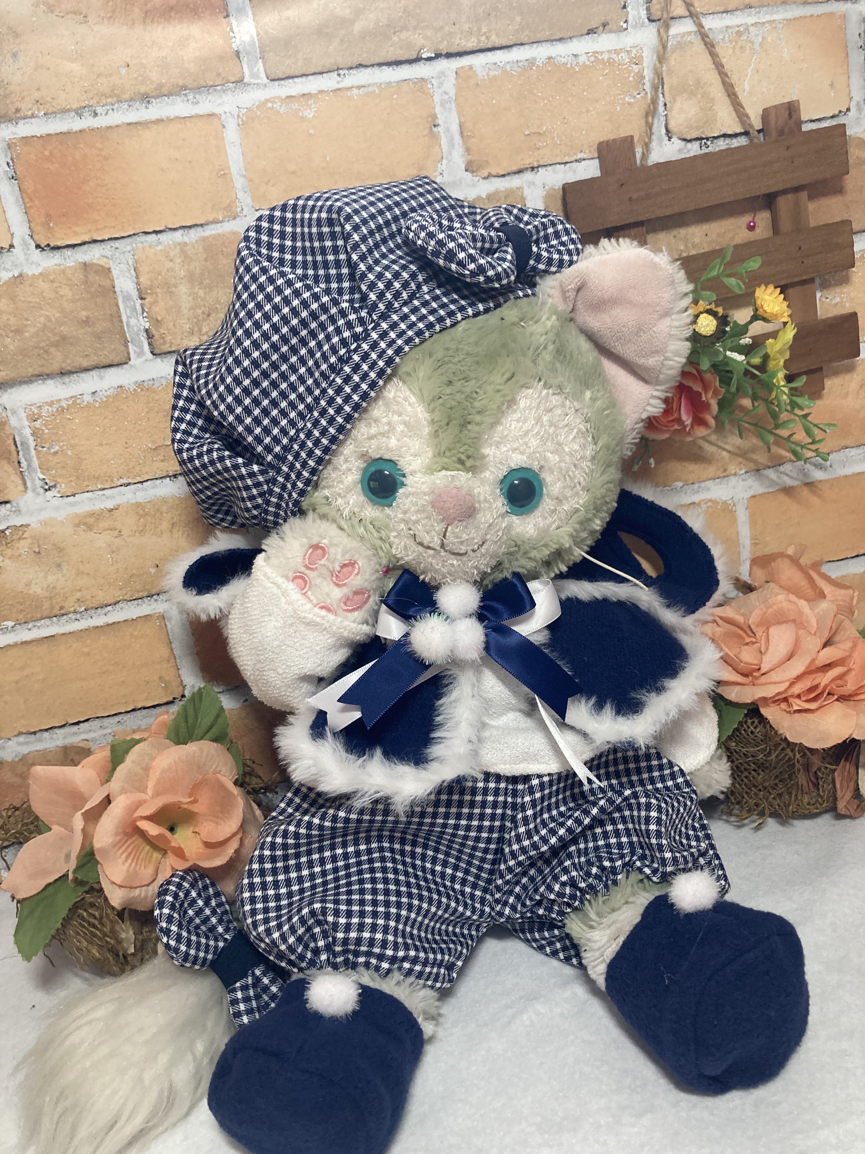 ジェラトーニ Sサイズ☆ ボア付きケープコスチューム☆紺チェック8点セット☆