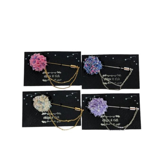 エコたま ブローチ ハットピン コサージュ 帽子ピン チェーン付き