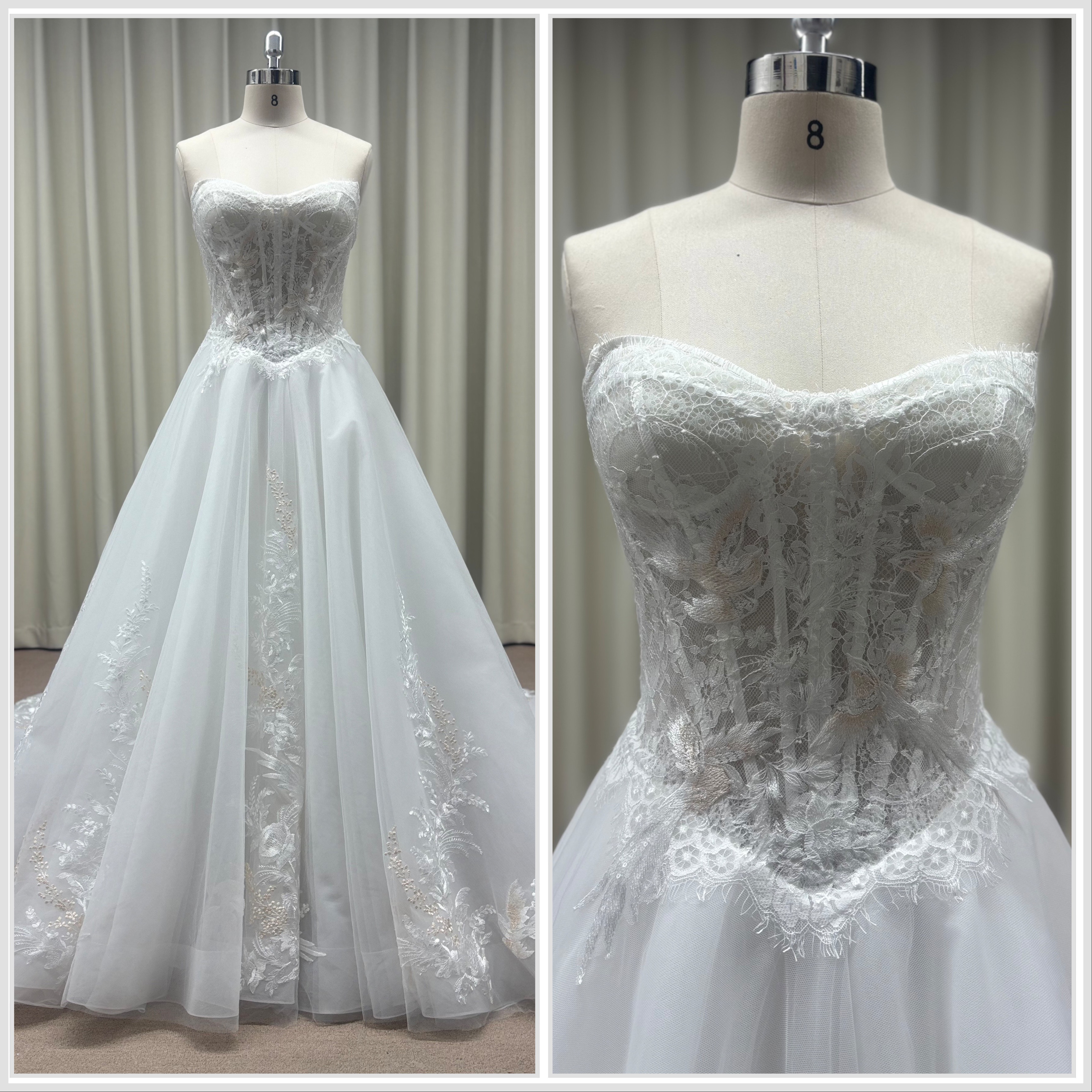 鳥レース　チューブトップ　ウェディングドレス　二次会　ドレス