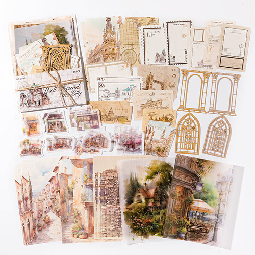 紙もの レトロ素材パッケージ 4種類224枚入り コラージュ 素材