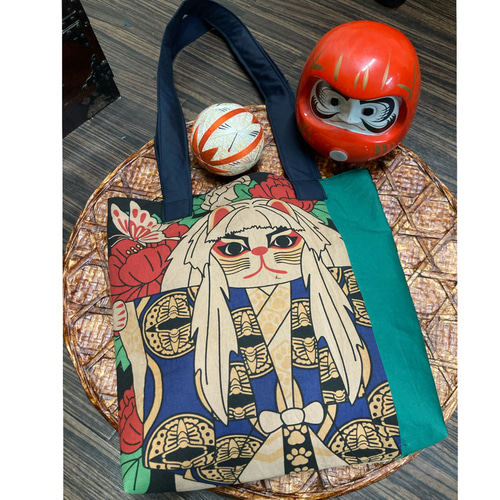 柿渋染め手ぬぐいワンピース 歌舞伎 古布 リメイク 木綿 手拭い 柿渋