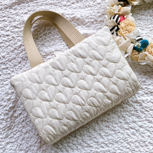 New*【受注生産】♡のキルティング レビューブックカバー ホワイト