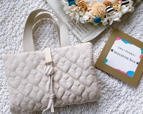 New*【受注生産】♡のキルティング レビューブックカバー ホワイト