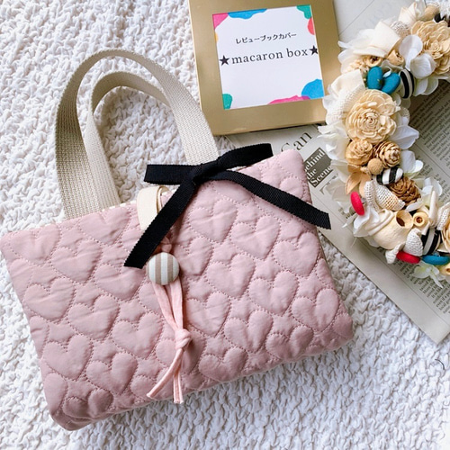 New*【受注生産】♡のキルティング レビューブックカバー ミルキー