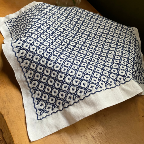 【専用】刺し子ふきん　 　　　　オーダーページ まっさらな布から刺し子ふきんを仕立てる（麻の葉文様・1枚目