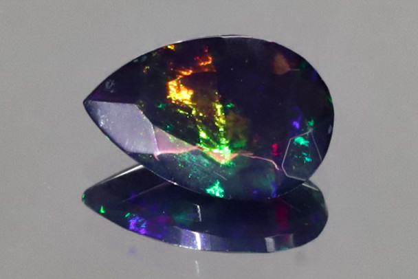 40G 天然石 ブラックオパール リボン ブローチ Opal オープンワーク