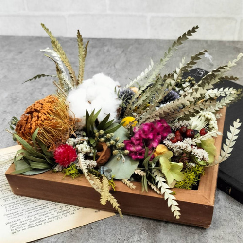 実りの秋 フラワーボード 机に置いても壁に掛けても飾れる ドライ