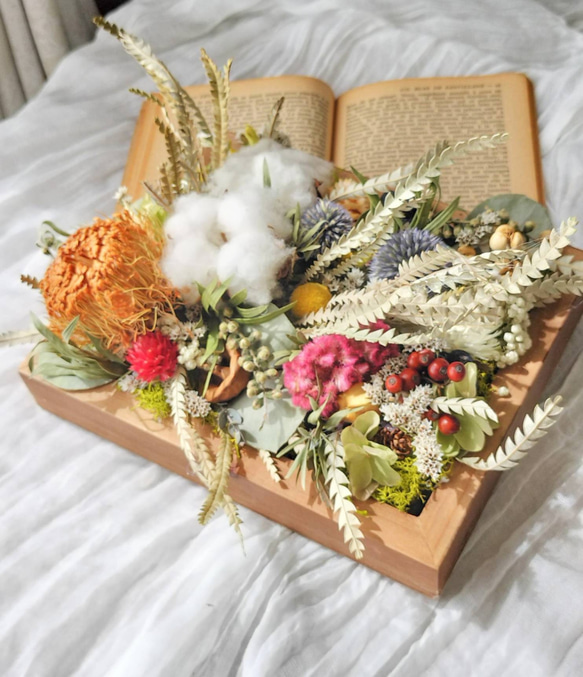 実りの秋 フラワーボード 机に置いても壁に掛けても飾れる ドライ  