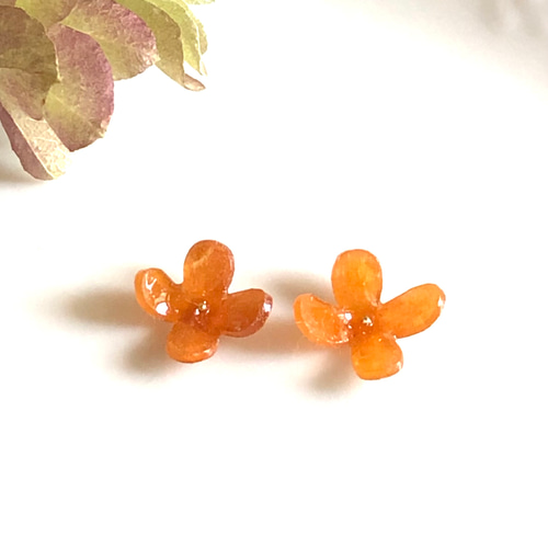 キンモクセイ オレンジ 一粒 ピアス/イヤリング ＊ アレルギー対応有り