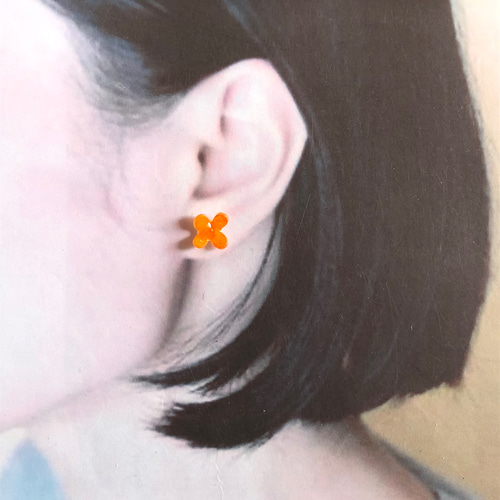 キンモクセイ オレンジ 一粒 ピアス/イヤリング ＊ アレルギー対応有り