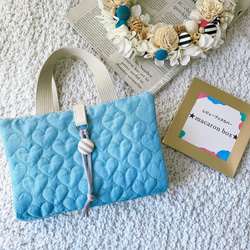 New*【受注生産】♡のキルティング レビューブックカバー 水色×内側