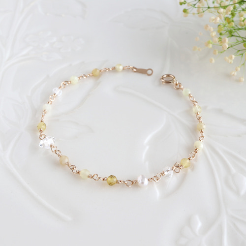 ラベンダーカラーオパールのブレスレット☆ギラギラ14kgf ラスト