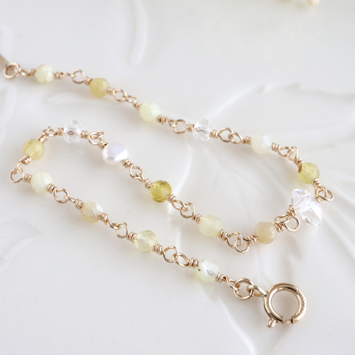 ✿SALE✿ 14kgf イエローオパール × ハーキマーダイヤモンド