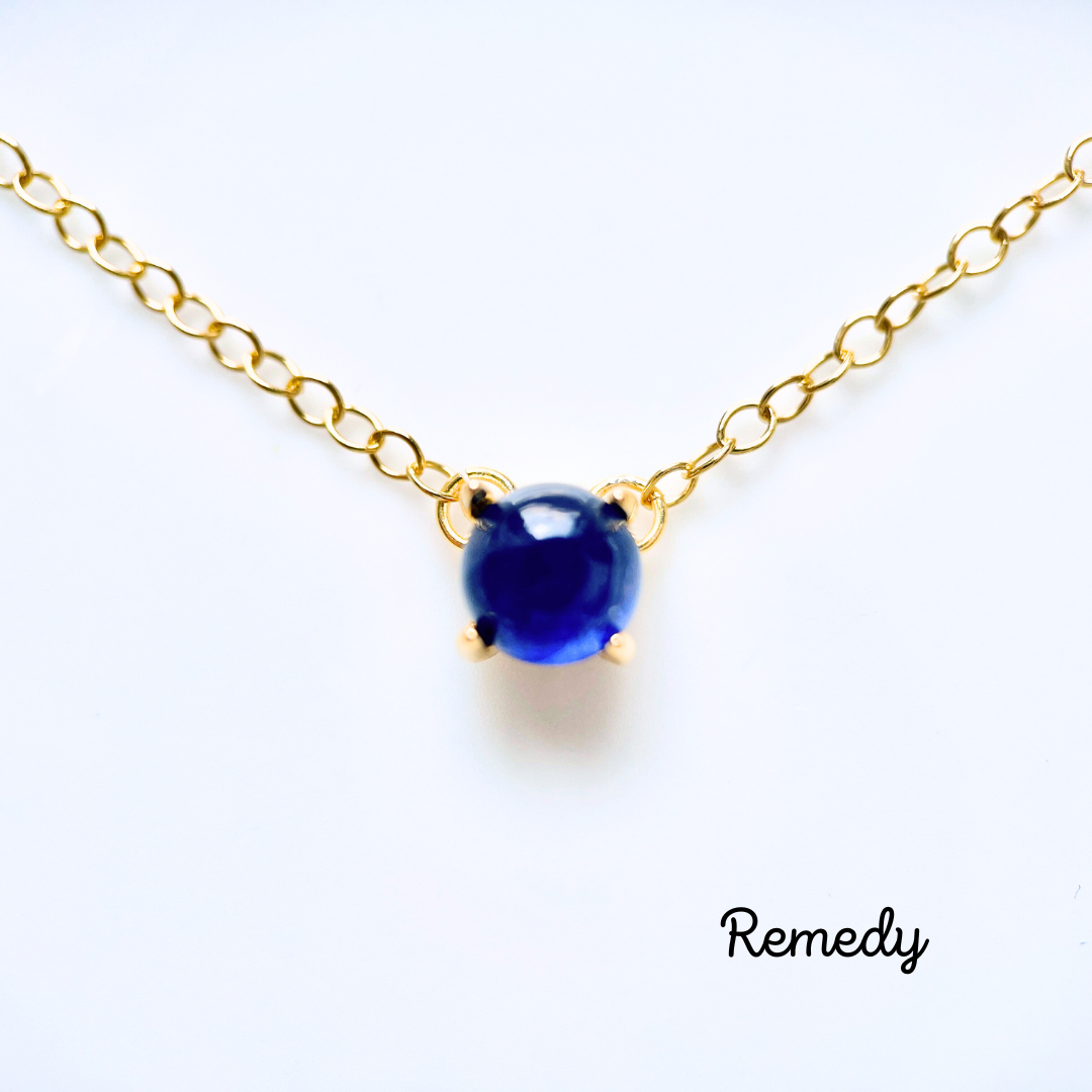 ブルーサファイアの一粒ネックレス(6mm)〜silver925/18KGP　９月誕生石