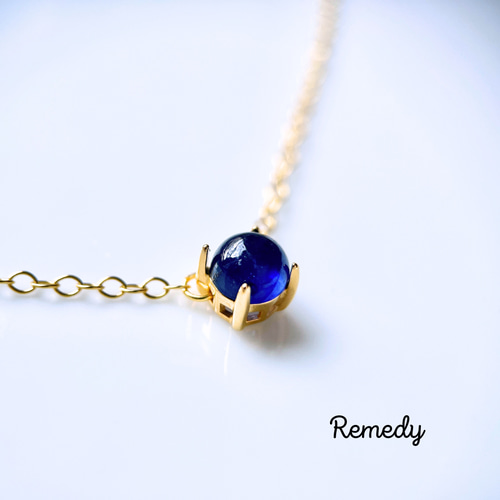 ブルーサファイアの一粒ネックレス(6mm)〜silver925/18KGP 9月