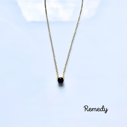 ブルーサファイアの一粒ネックレス(6mm)〜silver925/18KGP 9月誕生石  