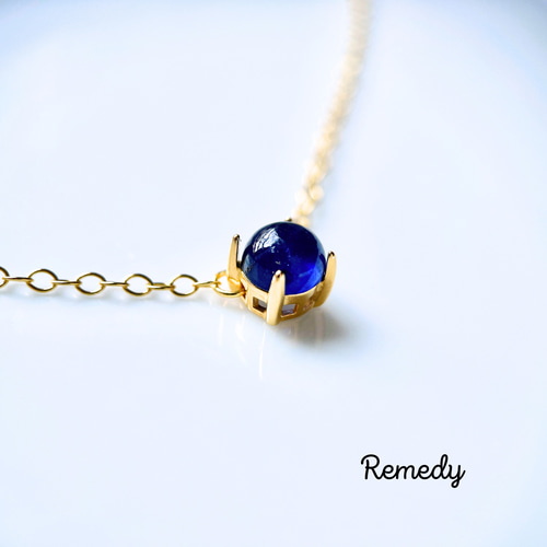 ブルーサファイアの一粒ネックレス(6mm)〜silver925/18KGP 9月誕生石