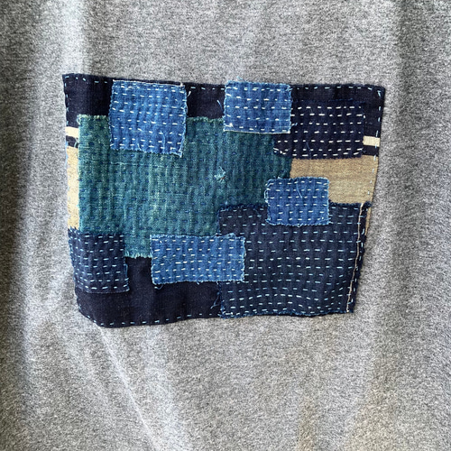 642 size L 襤褸 tシャツ 古布 リメイク 藍染 藍染め
