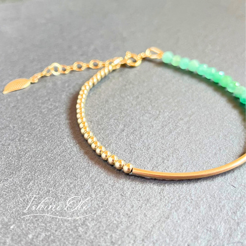 寄り添う輝き エメラルドと14KGFビーズのブレスレット ブレスレット