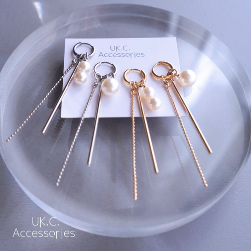 国内外の人気 地金＊18金 【フープ+クロスピアス 取外し2way】Yゴールド 片耳 アクセサリー