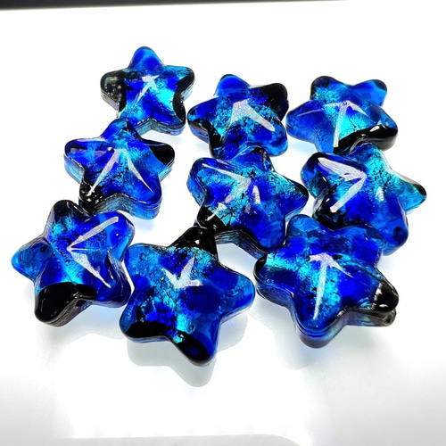 蓄光 ホタルガラス 星型 16mm 10個セット スター 沖縄とんぼガラス