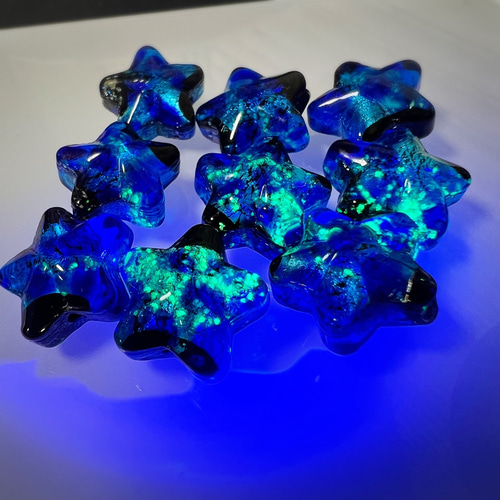 蓄光 ホタルガラス 星型 16mm 10個セット スター 沖縄とんぼガラス