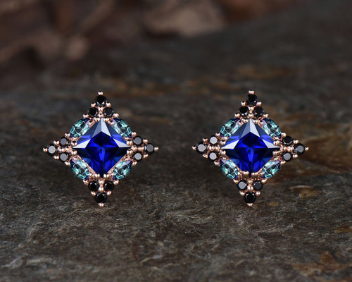 9月の誕生石ブルーサファイアピアス 6月の誕生石アレキサンドライト