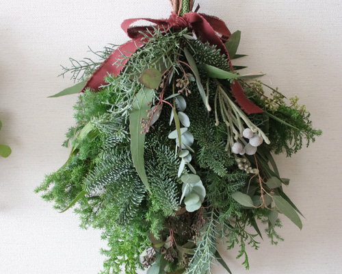 針葉樹スワッグM クリスマス、冬のインテリアフラワーに フレッシュ