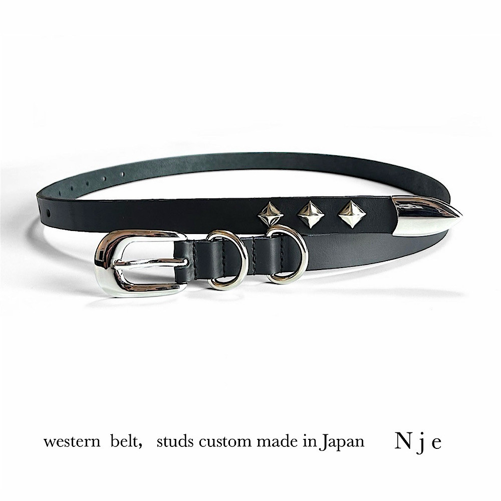 sev　スタッズ　レザー　ナロー　ベルト　ハンドメイド　be-89
