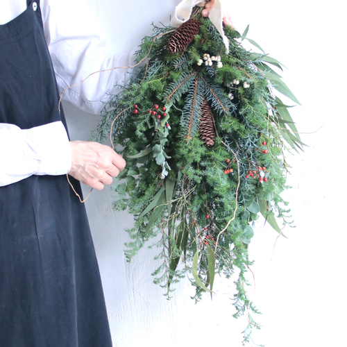 針葉樹スワッグL クリスマス、冬のインテリアフラワーに フレッシュ