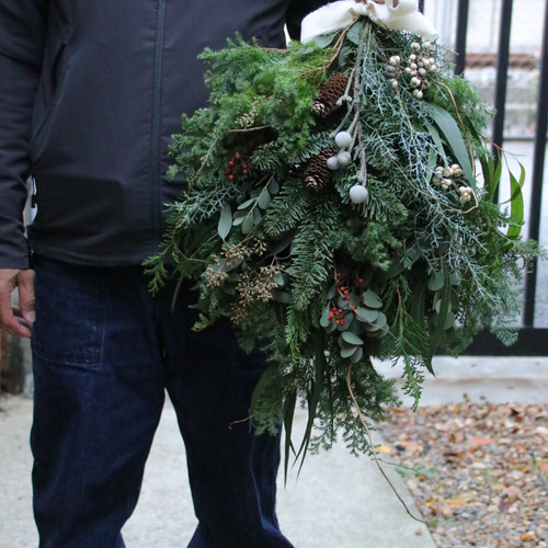 針葉樹スワッグL クリスマス、冬のインテリアフラワーに フレッシュ