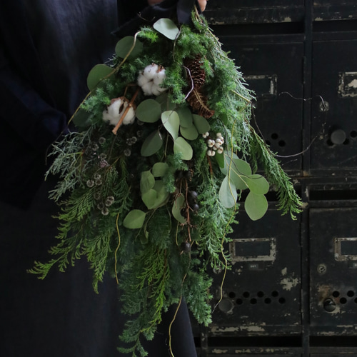 針葉樹スワッグL クリスマス、冬のインテリアフラワーに フレッシュ